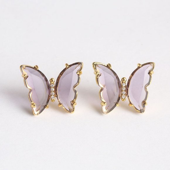 5 for $30 💕 Violet Glass Butterfly Earring - Picture 2 of 4